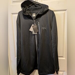 Callaway Full Zip Hoodie Black Caviar Zipped Chest Pocket UPF 50 Size XL New!